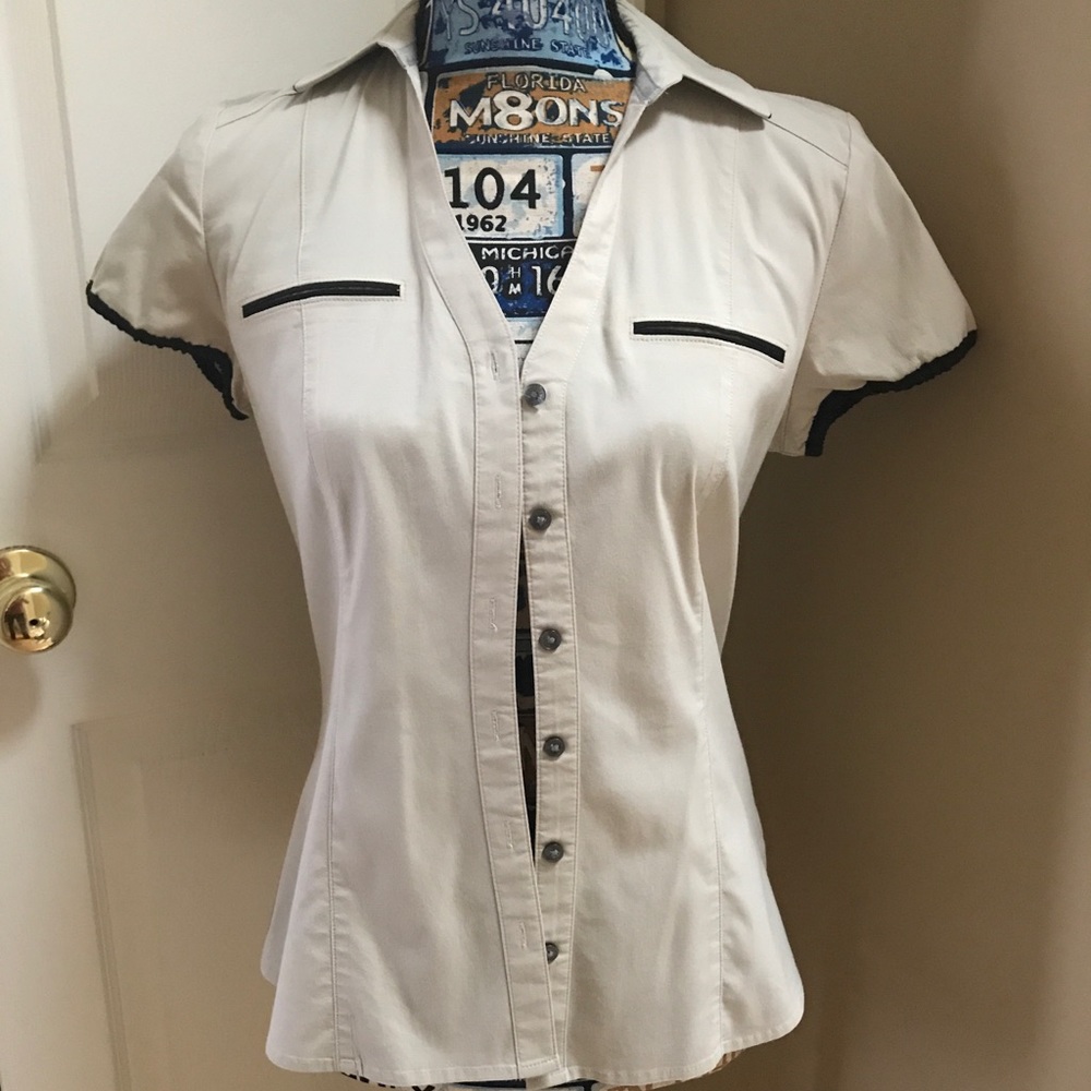 Express Essential Stretch Button Down Top - image 1